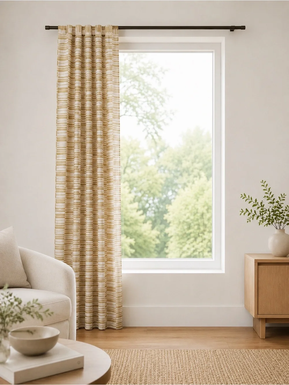 West Elm Textured Stripe Curtain Panel 48” x 84”